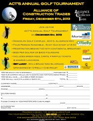 ACT’S ANNUAL GOLF TOURNAMENT Alliance of Construction Trades