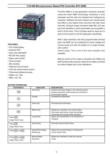 btc-9090 pid temperature controller manual Analog temperature controller brainchild electronic co. , ltd.