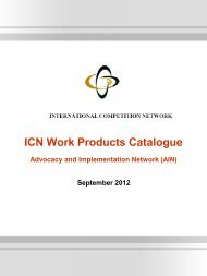 ICN Work Products Catalogue - International Competition Network