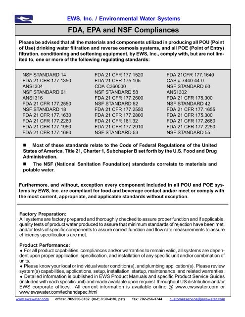 EWS-1054 - Environmental Water Systems