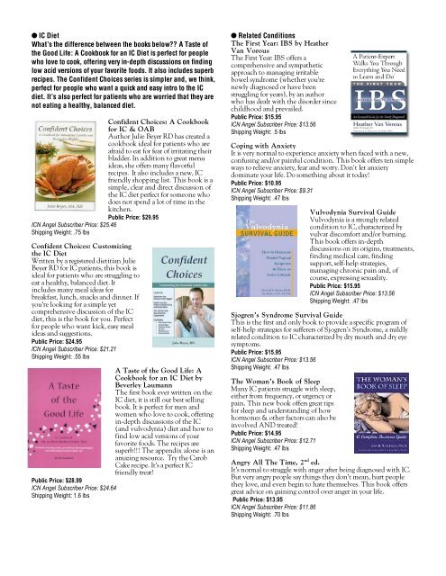 ICN Resource Catalog – Winter 2010 - Interstitial Cystitis Network