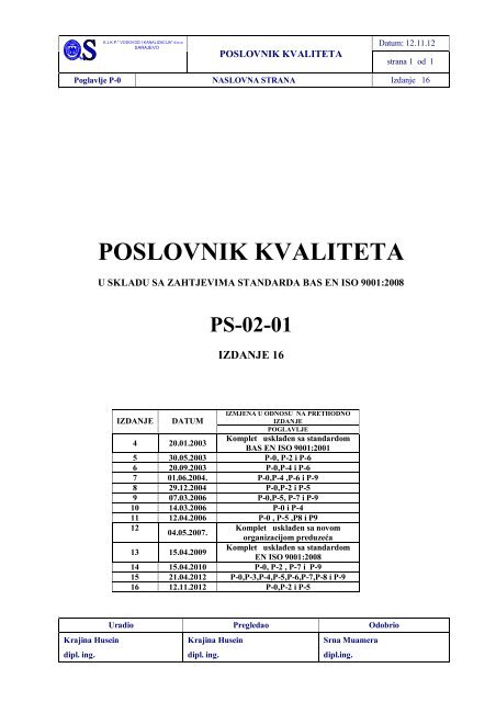 POSLOVNIK KVALITETA