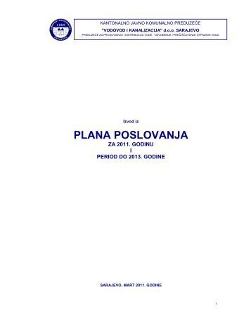 PLANA POSLOVANJA