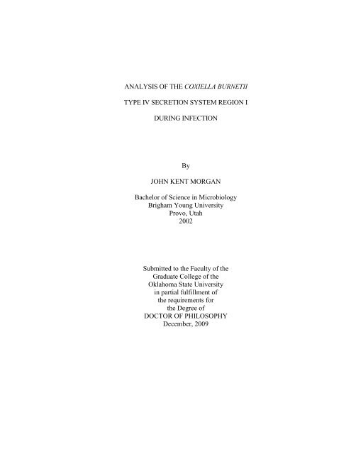 ANALYSIS OF THE COXIELLA BURNETII TYPE IV SECRETION ...