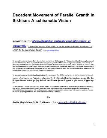 Decadent Movement of Parallel Granth in Sikhism - Global Sikh ...