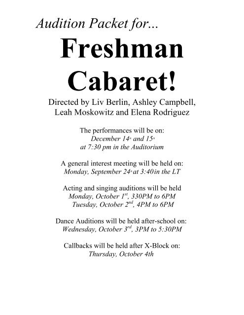 Freshman Cabaret!