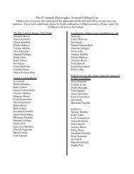 The 6 Annual Playwrights’ Festival Callback List