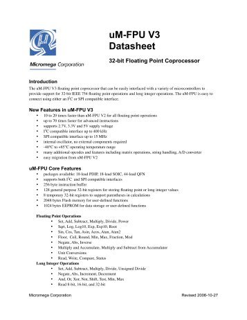 uM-FPU V3 Datasheet