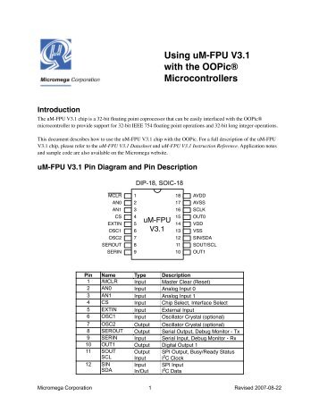 Using uM-FPU V3.1 with the OOPic® Microcontrollers