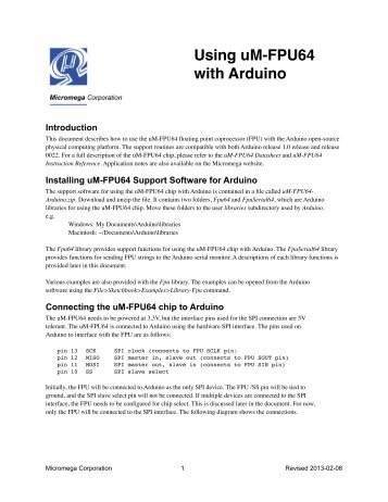 Using uM-FPU64 with Arduino