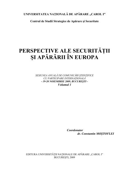 PERSPECTIVE ALE SECURITĂŢII ŞI APĂRĂRII ÎN EUROPA