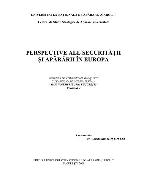 PERSPECTIVE ALE SECURITĂŢII ŞI APĂRĂRII ÎN EUROPA