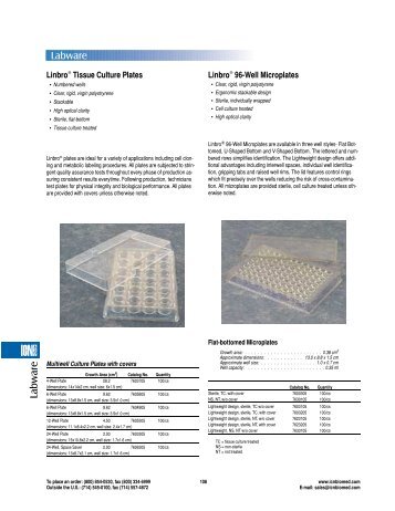 Linbro® Tissue Culture Plates Linbro® 96-Well Microplates