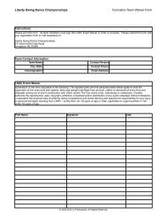 Liberty Swing Dance Championships Formation Team Waiver Form