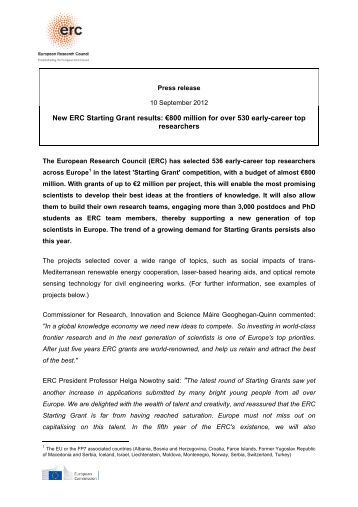 Erc starting grant research proposal