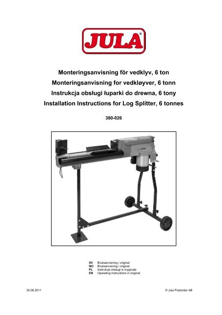 Installation Instructions for Log Splitter 6 tonnes