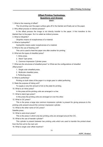 printing offset questions answers Manfred Janssens