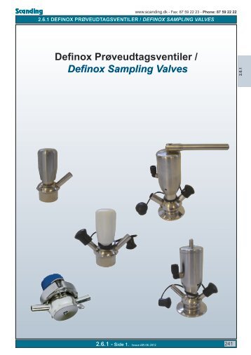 Definox Prøveudtagsventiler / Definox Sampling Valves