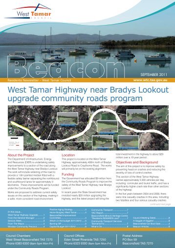 West Tamar Highway near Bradys Lookout upgrade community roads program