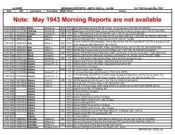 Note May 1943 Morning Reports are not available