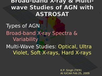 Broad-band X-ray & Multi- wave Studies of AGN with ASTROSAT