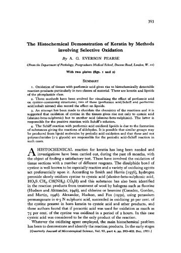 The Histochemical Demonstration of Keratin by Methods involving ...