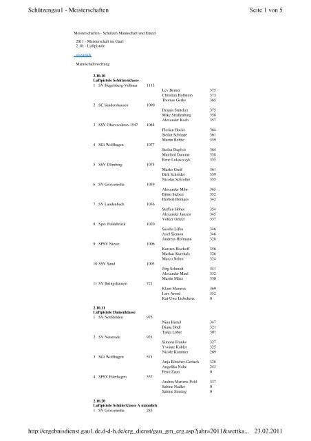 Seite 1 von 5 SchÃ¼tzengau1 - Meisterschaften 23.02.2011 http ...