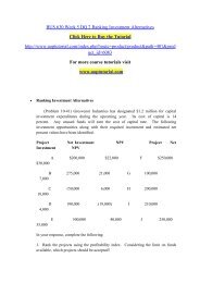 BUS 630 Week 5 DQ 2 Ranking Investment Alternatives