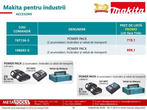 Broșură MAKITA pentru industrii