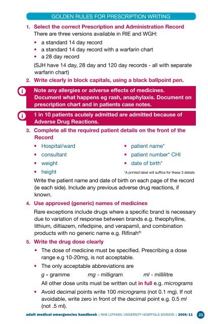 Adult Medical Emergency Handbook - Scottish Intensive Care Society