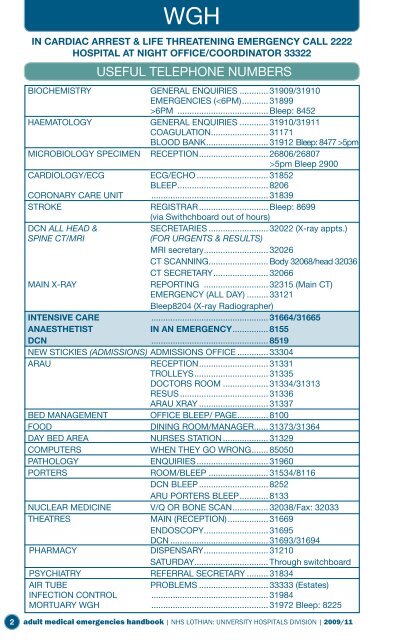 Adult Medical Emergency Handbook - Scottish Intensive Care Society