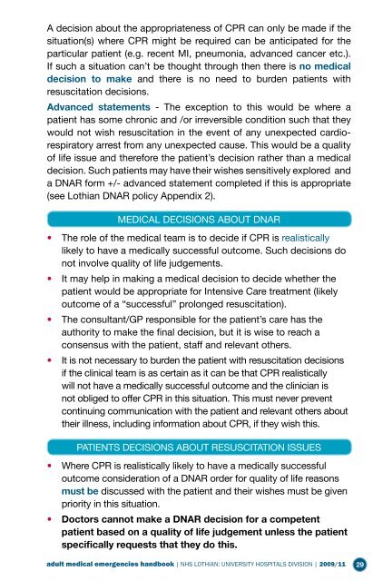 Adult Medical Emergency Handbook - Scottish Intensive Care Society