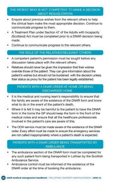 Adult Medical Emergency Handbook - Scottish Intensive Care Society