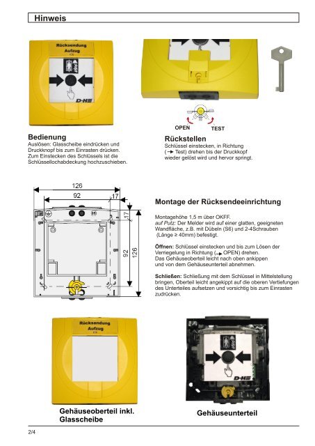 Rücksendeeinrichtung nach DIN EN 81-73 - D+H Mechatronic