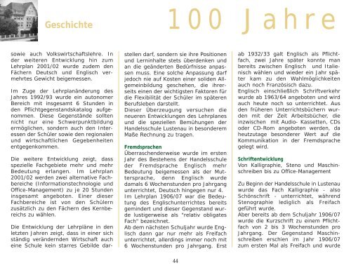 Festschrift 100 Jahre Handelsschule Lustenau