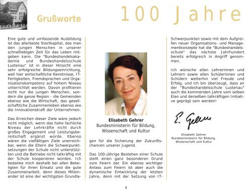 Festschrift 100 Jahre Handelsschule Lustenau