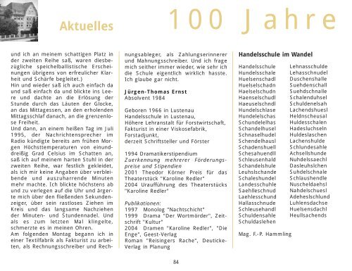 Festschrift 100 Jahre Handelsschule Lustenau