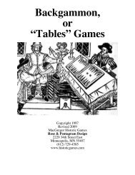 Backgammon or “Tables” Games