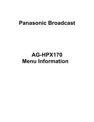 Panasonic Broadcast AG-HPX170 Menu Information