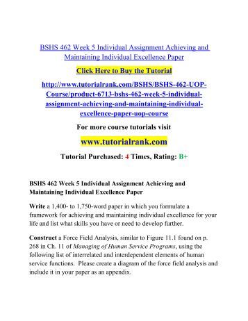 Achieving and Maintaining Individual Excellence Paper