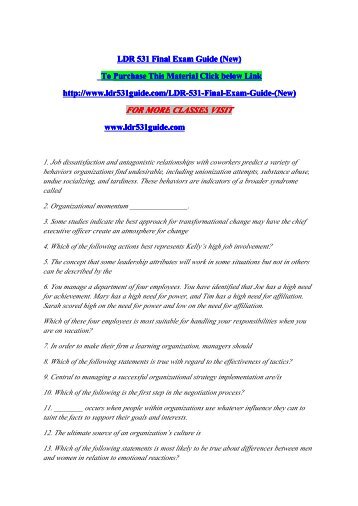 LDR 531 Final Exam Guide (New) - ldr531guide.com