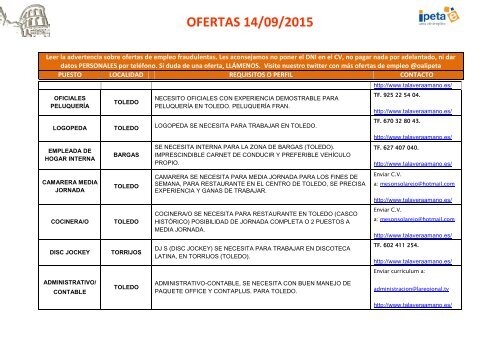 OFERTAS 14/09/2015