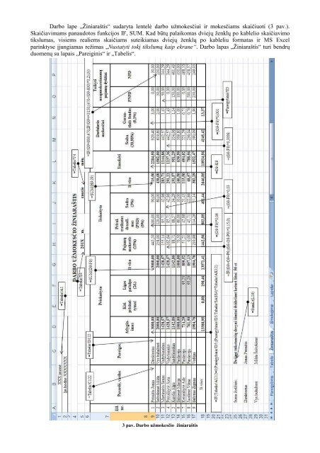 DARBO UŽMOKESČIO DOKUMENTŲ PILDYMAS MS EXCEL 2007 PROGRAMA