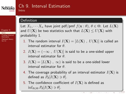 Ch 9 Interval Estimation