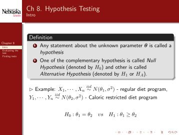 Ch 8 Hypothesis Testing