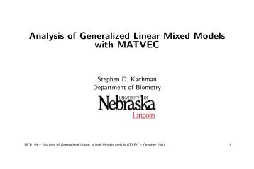 Analysis of Generalized Linear Mixed Models with MATVEC