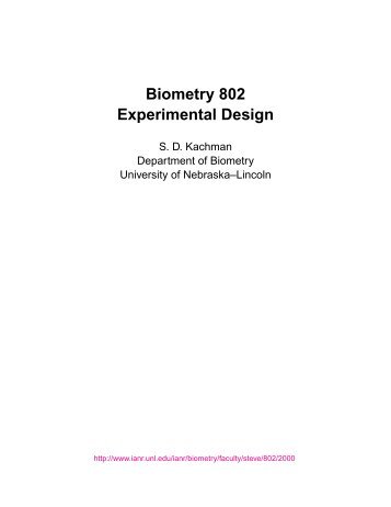 Biometry 802 Experimental Design