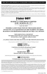 HAIER-CCT HOLDINGS LIMITED ( - Haier Group