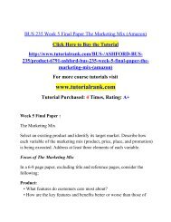 BUS 235 Week 5 Final Paper The Marketing Mix/ Tutorialrank