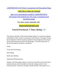 ASHFORD BUS 303 Week 2 Assignment Job Description Paper/ Tutorialrank